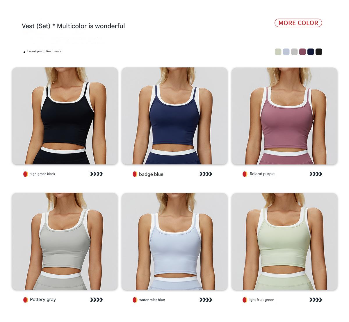 Light Blue Contrast Piping Outfit: Sleeveless Crop Top & High Stretch Active Shorts - Image 5