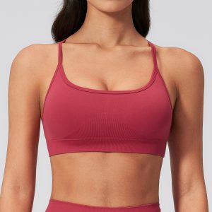 Seamless Knit Thin Strap Padded Sports Bra Women Daily Wear Yoga Workout Bra