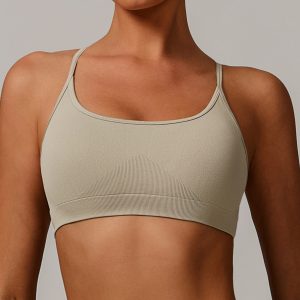 Women Seamless Spaghetti Strap Sports Bra Comfort Padded Yoga Fitness Active Bra
