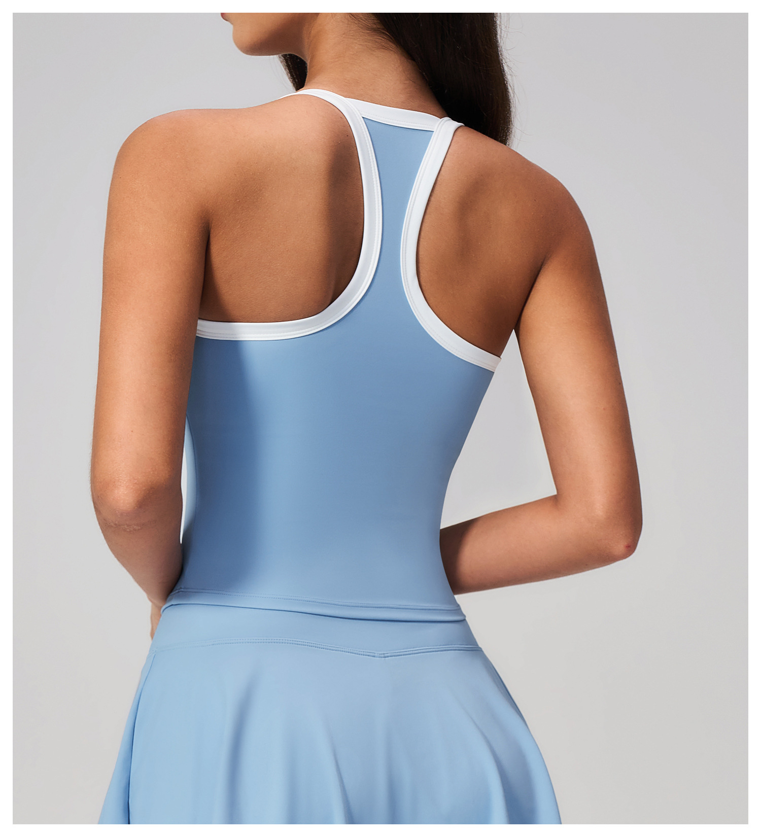 Women Contrast Trim Spaghetti Strap Yoga Tank Top Padded Workout Sports Cami Shirt - 图片 7