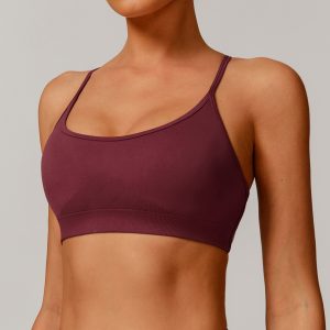 Thin Strap Seamless Padded Sports Bra Women Breathable Yoga Gym Workout Bra Top