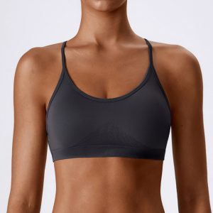 Seamless Knit Thin Strap Sports Bra Women Comfort Padded Yoga Daily Wear Bra